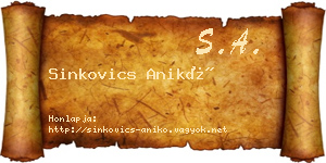 Sinkovics Anikó névjegykártya